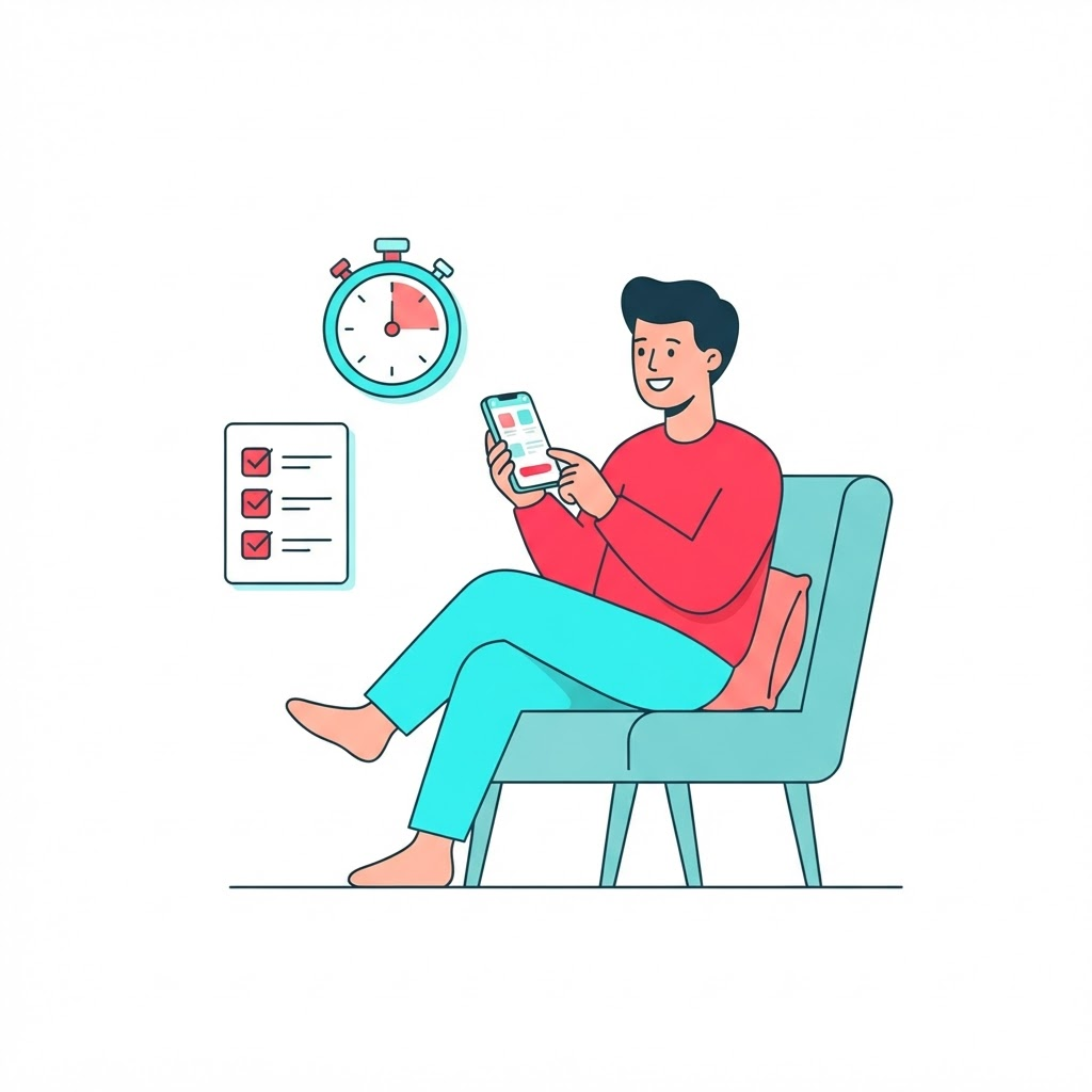 Illustration of a person reviewing social media content on their phone